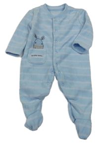 Svetlomodrý pruhovaný fleecový overal so zebrou Dunnes