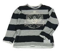 Čierno-sivé pruhované tričko s nápisom H&M