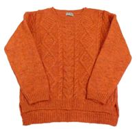 Oranžový melírovaný svetr s pleteným vzorem Next