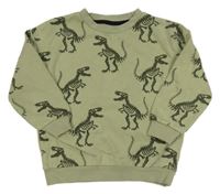 Světlekhaki mikina s kostrami dinosaurů F&F