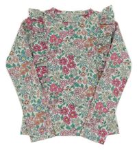 Světlemodro-barevné květované triko s volánky Dunnes 