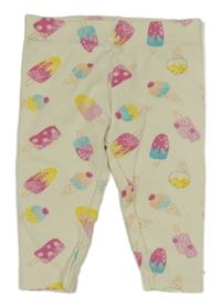 Smotanové rebrované legíny so zmrzlinami Ergee