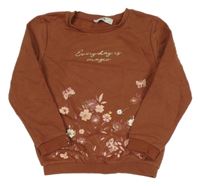 Skořicová mikina s kvietkami C&A