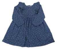 Tmavomodré bodkovaná é úpletové šaty s volánikmi Primark