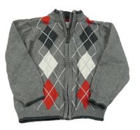 Sivo-červeno-biely károvaný prepínaci sveter C&A