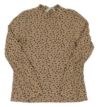 Béžovo-čierne vzorované tričko so stojačikom H&M