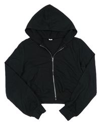 Čierna prepínaci crop mikina s kapucňou Shein