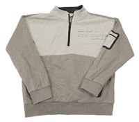 Světlebéžovo-sivá mikina s nápisom a stojačikom C&A