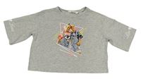 Sivé crop tričko s dievčatky H&M