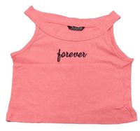 Neónově ružový rebrovaný crop top s nápisom Select
