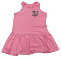 Neónově ružové šaty s vreckom a flitrami zn. Mothercare