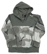 Šedo-army propínací mikina s logem Fox