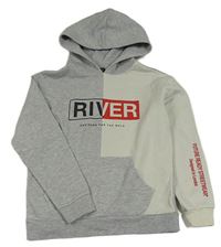 Sivá mikina s nápisom a kapucňou River Island