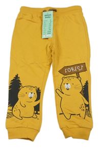 Nové - okrové tepláky s bobry So Cute
