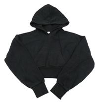 Čierna crop mikina s kapucňou