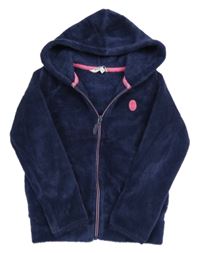 Tmavomodrá chlupatá propínací mikina s kapucí Review 