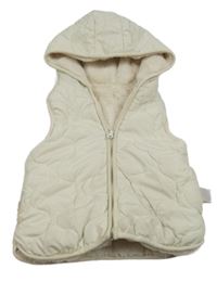 Smetanová šusťáková oboustranná zateplená vesta s kapucí F&F