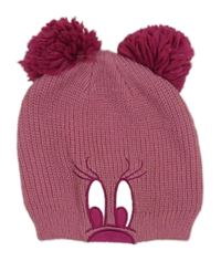 Růžová pletená čepice s obličejem Disney