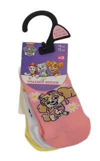 Nové - 3x - Ružové + biele + žlté ponožky s Paw Patrol vel. 19-22