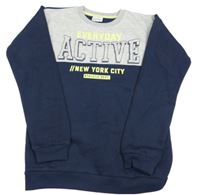 Tmavomodro-sivá mikina s nápisom Young Idols