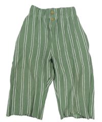 Zeleno-biele pruhované nohavice s gombíky Primark