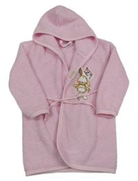 Světlerůžový chlupatý župan s pejskem a kapucí 