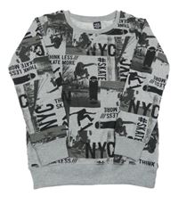 Sivá mikina so skateboardisty Y.F.K.