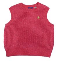 Ružová vlnená svetrová vesta s broží Okaidi