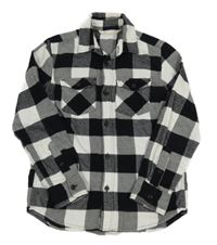 Čierno-biela kockovaná flanelová košeľa H&M