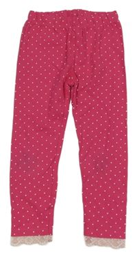 Ružové legíny s bodkami a čipkou Kids