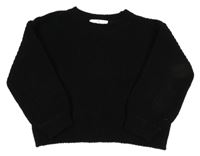 Čierny žinylkový crop oversize sveter H&M