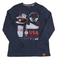 Tmavomodré triko s obrázky C&A