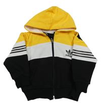Žlto-čierno-biela prepínaci mikina s kapucňou a logem Adidas
