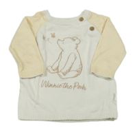 Bielo-pruhovaný sveter s medvídkem Pú Disney