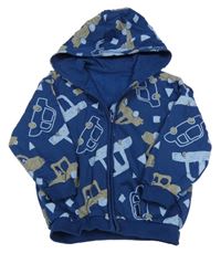 Tmavomodrá prepínaci mikina s autami a kapucňou George