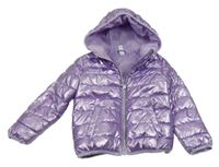 Lila metalická nepromokavá jarní zateplená bunda s kapucí 