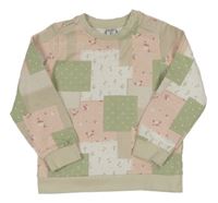 Kaki-svetloružová -biela vzorovaná mikina Dopodopo