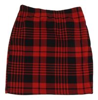 Červeno-čierna kockovaná sukňa Shein