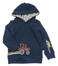 Tmavomodrá mikina s traktorem a kapucí Liegelind