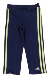 Tmavomodré sportovní funkční legíny s pruhy Adidas