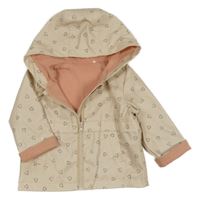 Béžová nepromokavá jarní bunda se srdíčky a kapucí Tu