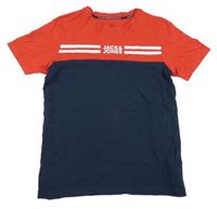 Červeno-tmavomodré tričko s logom Jack&Jones