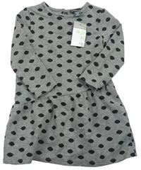 Sivo-čierne bodkovaná é melírované úpletové šaty PRIMARK