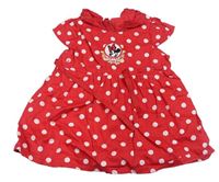 Červeno-biele bodkovaná é plátenné šaty s Minnie a golierikom s madeirou H&M