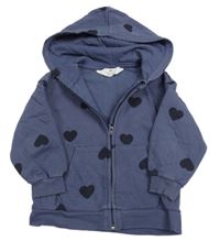 Tmavomodrá prepínaci mikina so srdiečkami a kapucňou H&M