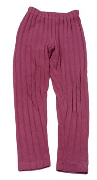 Tmavoružové melírované rebrované úpletové legíny