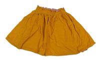 Horčicová paper bag menšestrová podšitá obojstranná sukňa