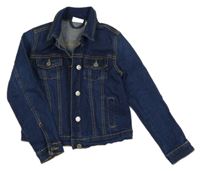 Tmavomodrá tepláková rifľová crop bunda alive