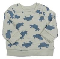 Biela mikina s modrými autami PRIMARK