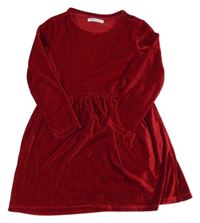 Červené lesklé zamatové šaty sinsay